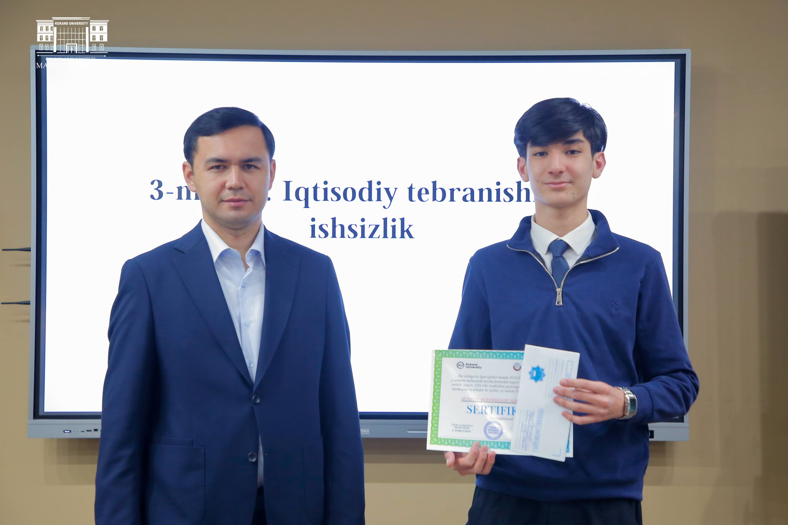 Qo'qon universitetida yuqori natijaga erishgan talabalar munosib taqdirlandi