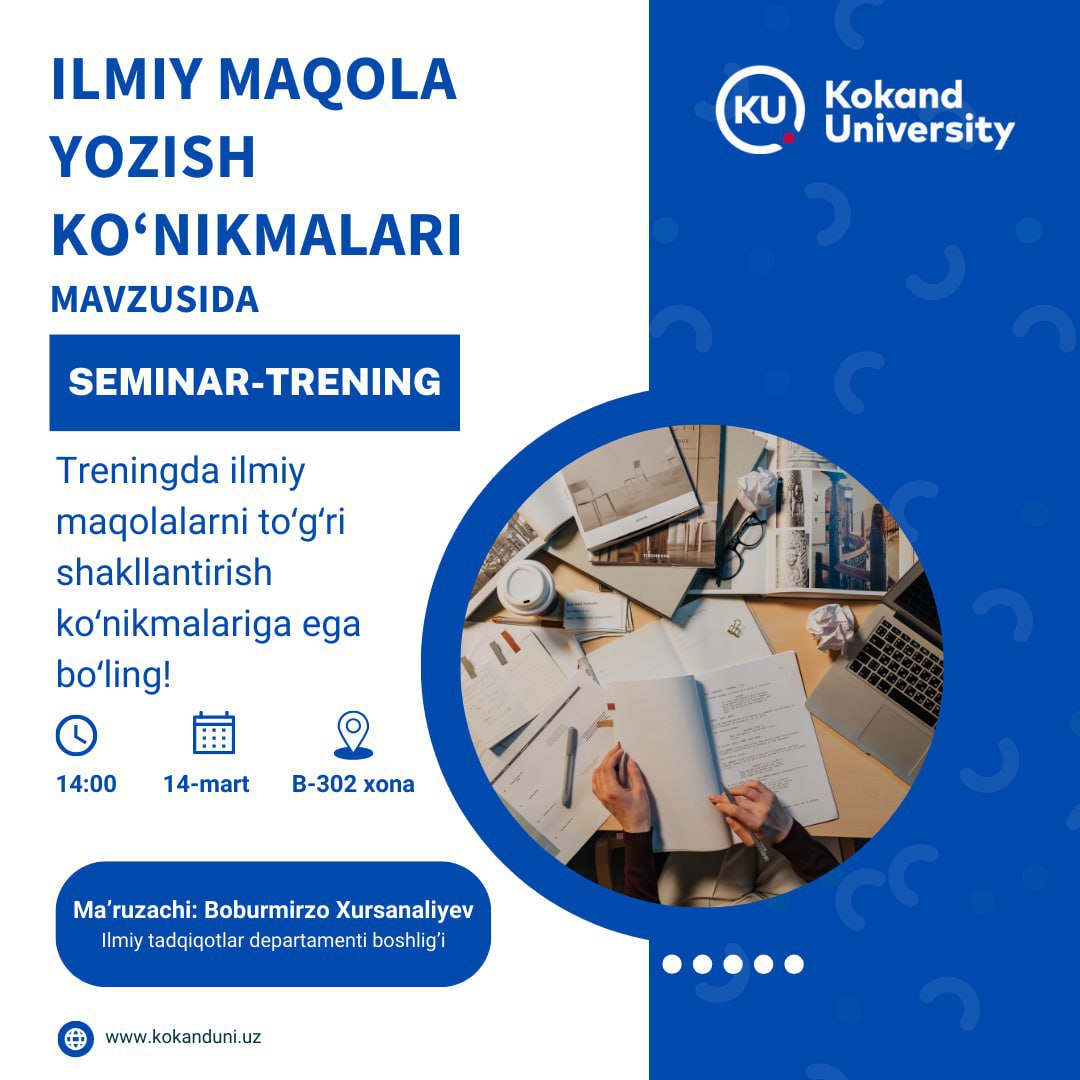 Universitetimiz talabalarini seminar-trening dasturiga taklif etamiz!